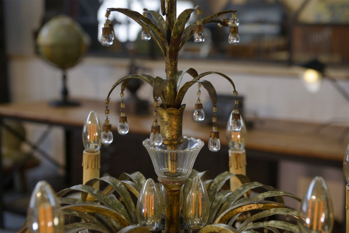 Sheet Metal And Tassel Pendant Attributed To Maison Jansen 1970s-photo-2