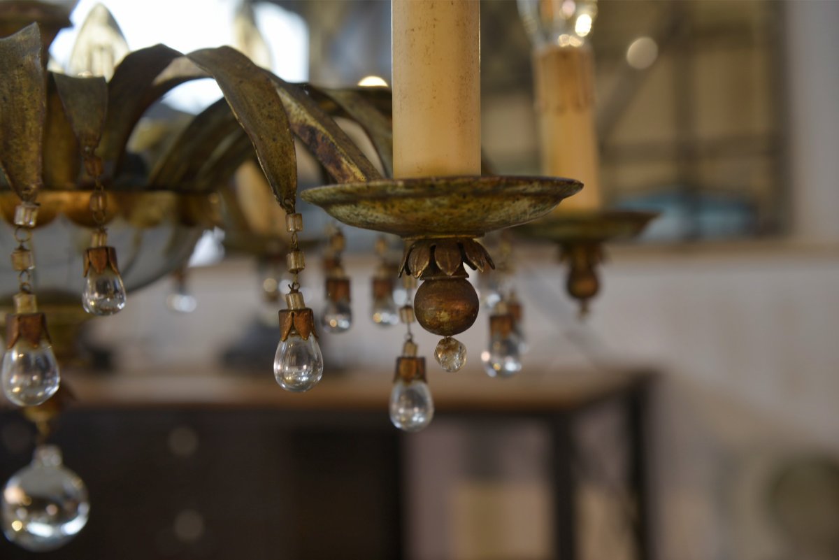 Sheet Metal And Tassel Pendant Attributed To Maison Jansen 1970s-photo-4