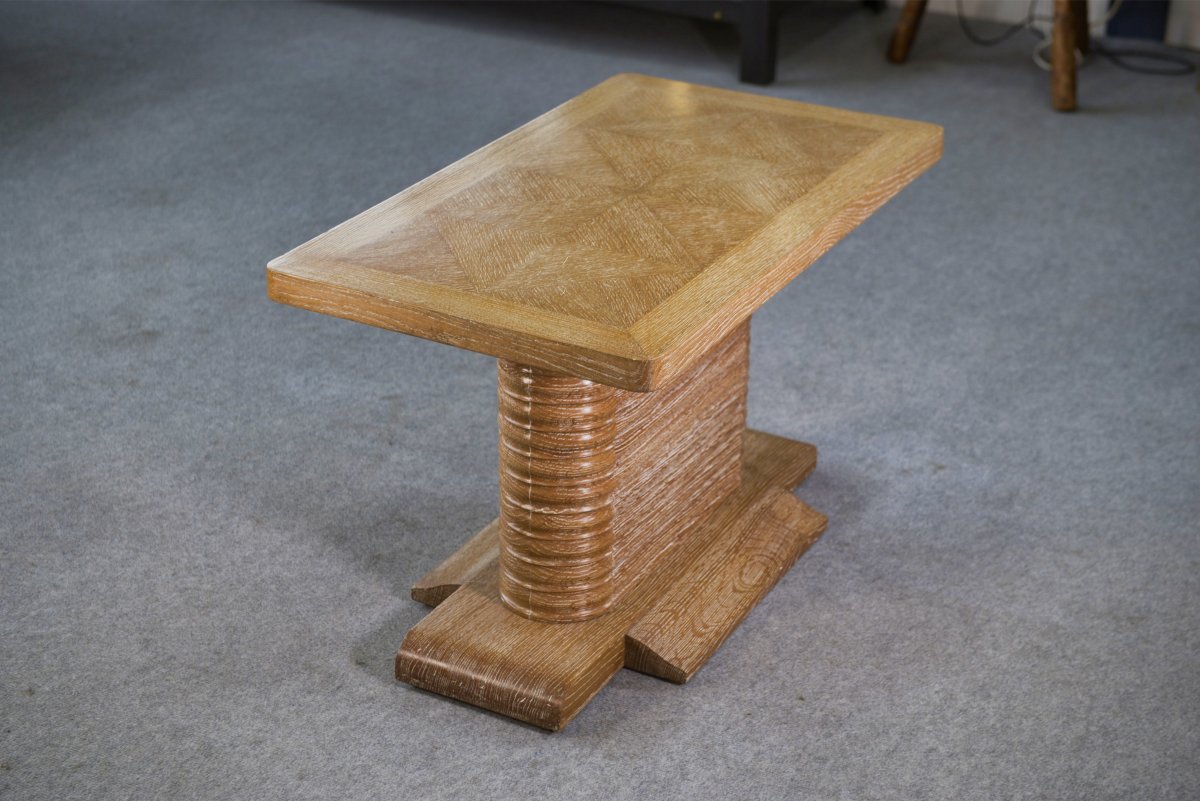 Table d'appoint en chêne massif attribué à Gaston Poisson 1960's-photo-3