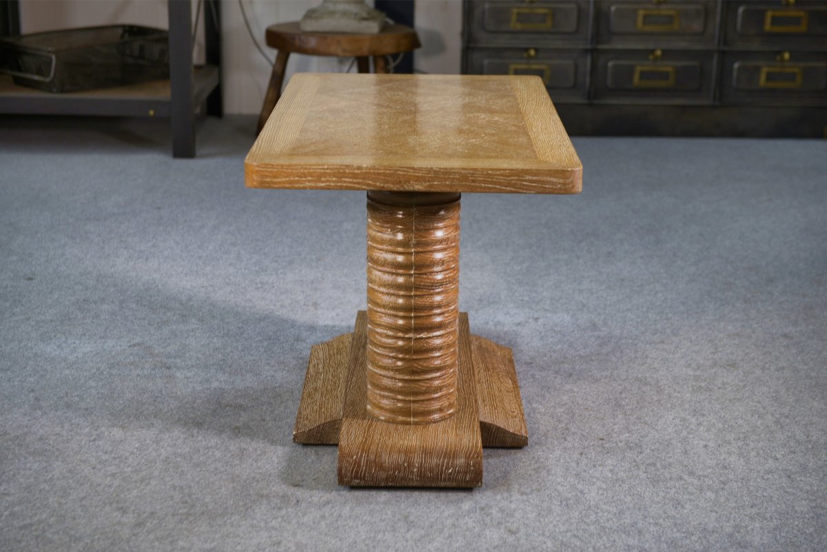 Table d'appoint en chêne massif attribué à Gaston Poisson 1960's-photo-3