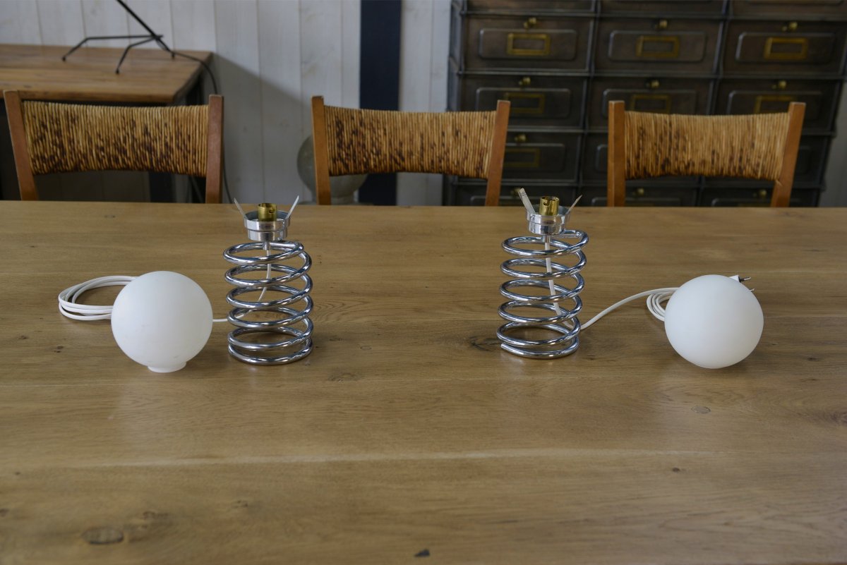Paire de lampes design modèle Spring par Ingo Maurer XXème-photo-4