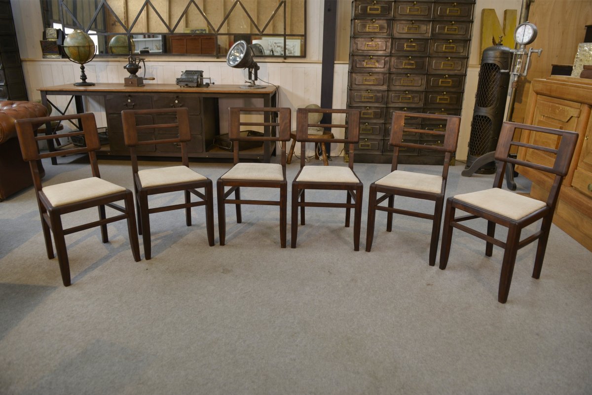 Ensemble de 6 chaises par Pierre Cruege 1960's-photo-4