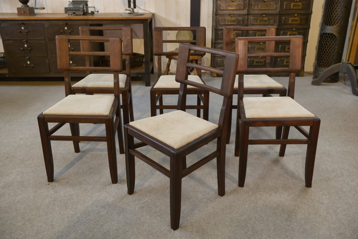 Ensemble de 6 chaises par Pierre Cruege 1960's-photo-3
