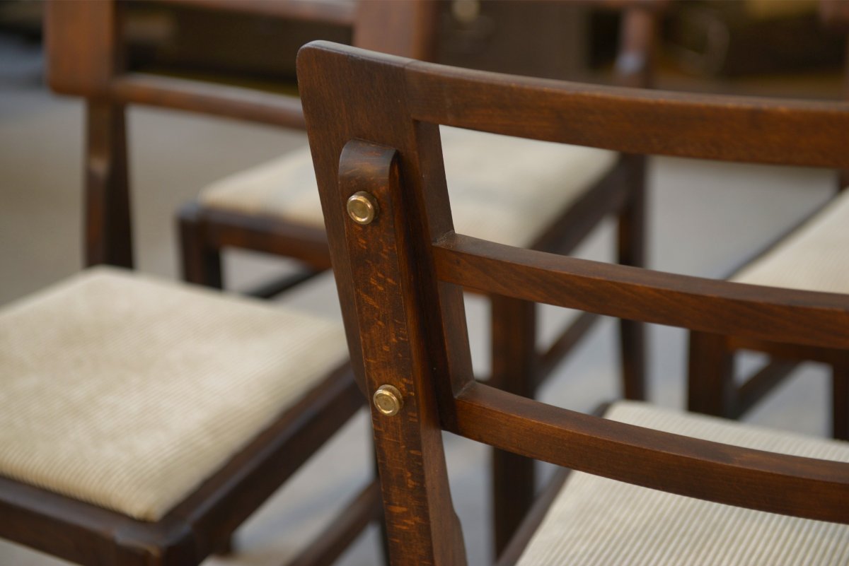 Ensemble de 6 chaises par Pierre Cruege 1960's-photo-4