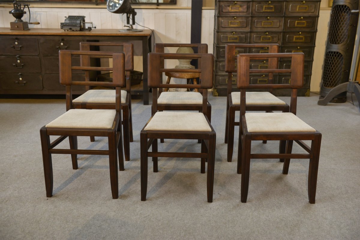Ensemble de 6 chaises par Pierre Cruege 1960's-photo-5