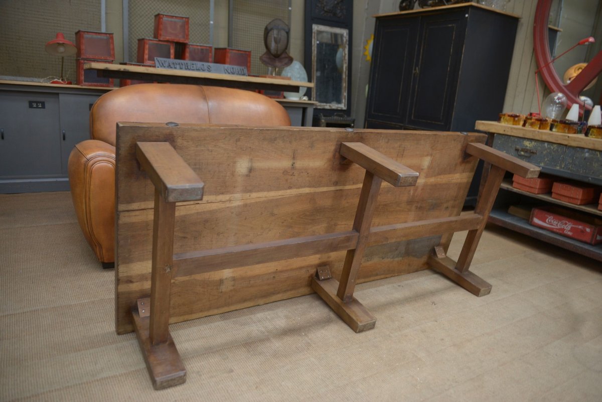 6-legged Solid Oak Coffee Table, 1950s -photo-3