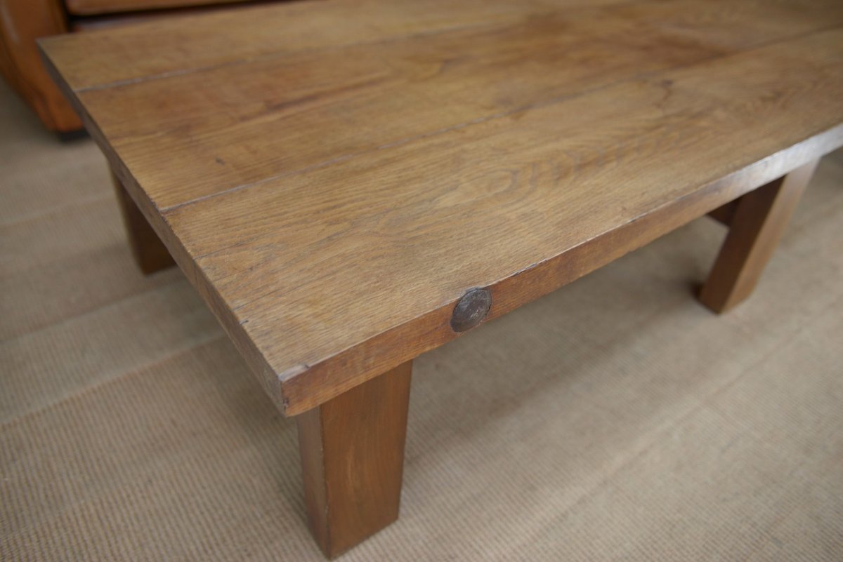 6-legged Solid Oak Coffee Table, 1950s -photo-4