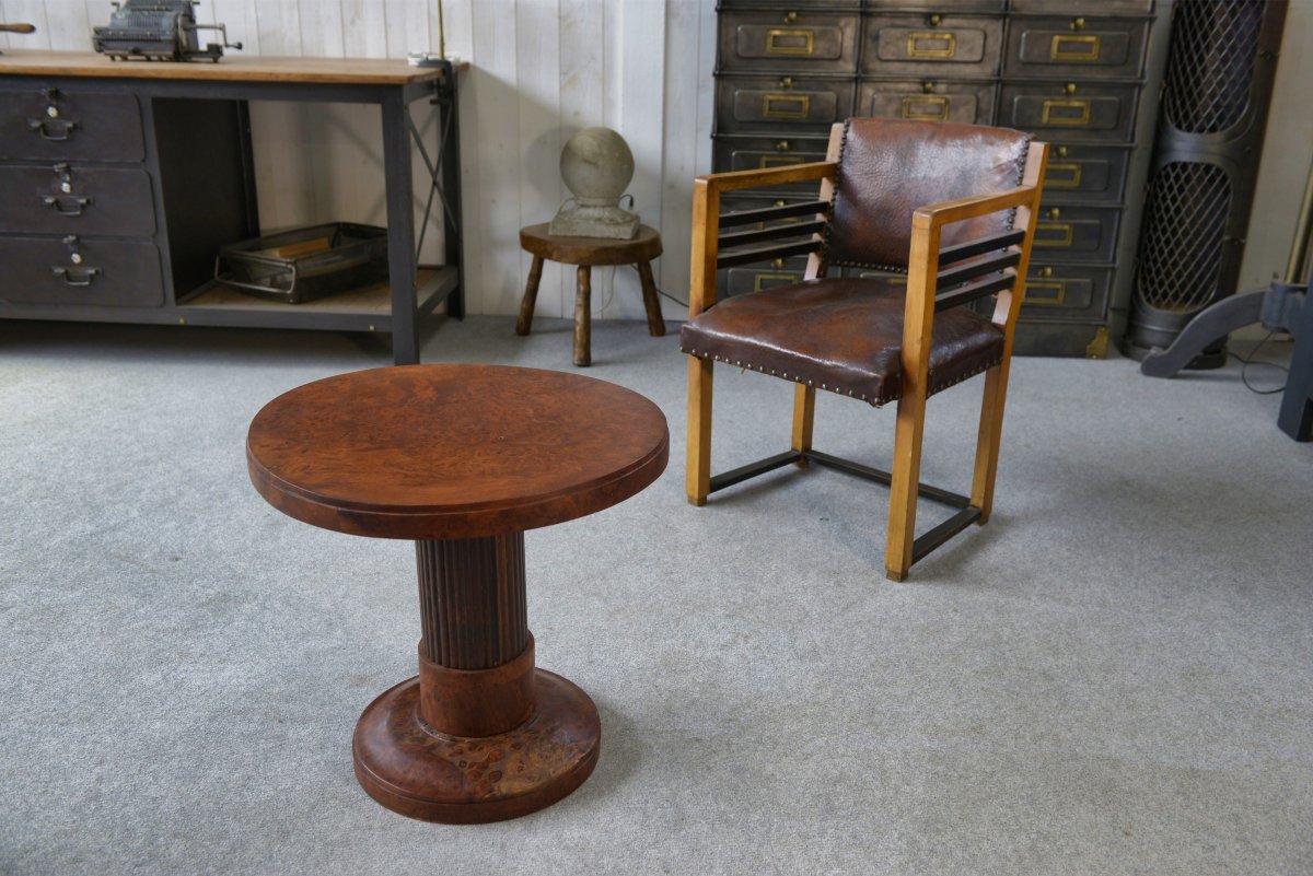 Art Deco Pedestal Table Attributed To Jules Leleu 1930s-photo-2