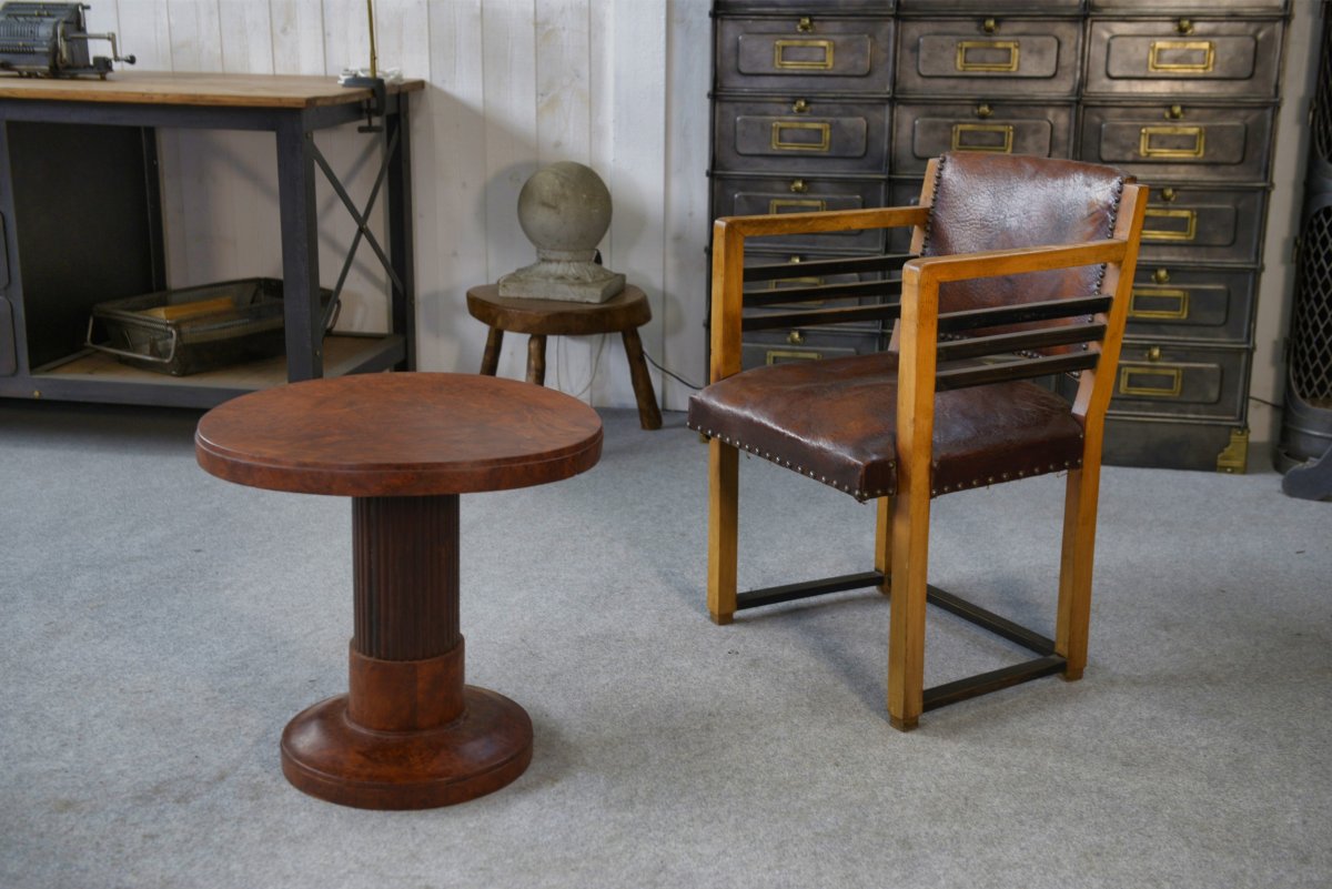 Art Deco Pedestal Table Attributed To Jules Leleu 1930s-photo-4