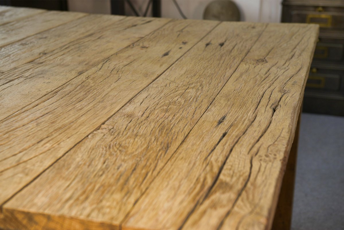 Table en chêne massif finition brossé-photo-1