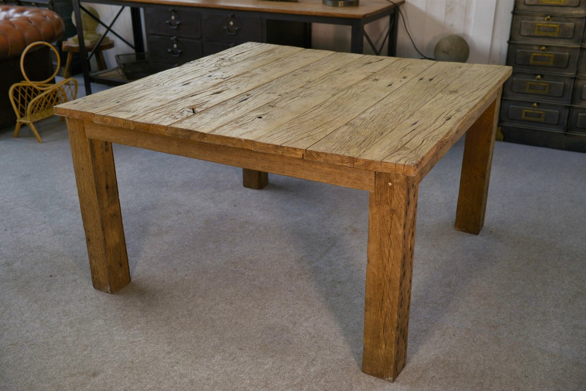 Table en chêne massif finition brossé-photo-5