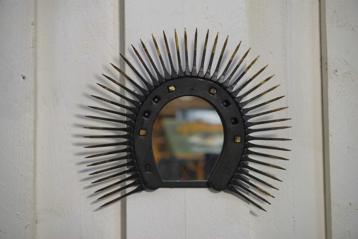 Miroir brutaliste fer à cheval 1960's