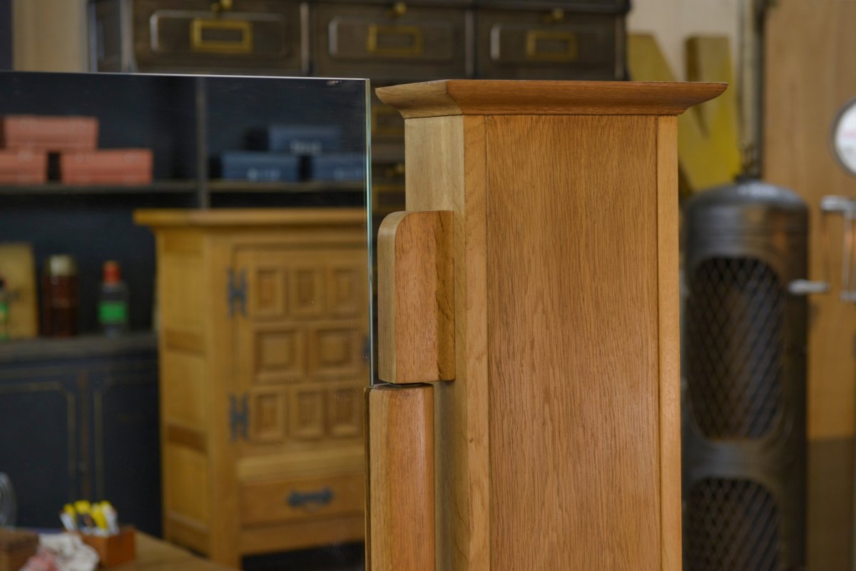 Wall Shelf With Adjustable Mirror By Guillerme Et Chambron For Votre Maison 1960's-photo-4