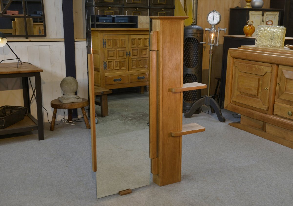 Wall Shelf With Adjustable Mirror By Guillerme Et Chambron For Votre Maison 1960's-photo-1