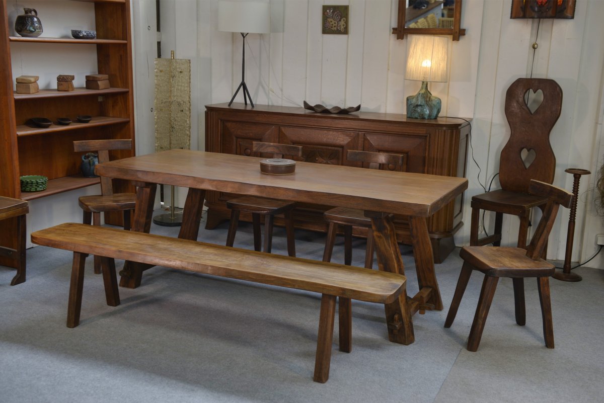 Brutalist Table Set With Bench-photo-3