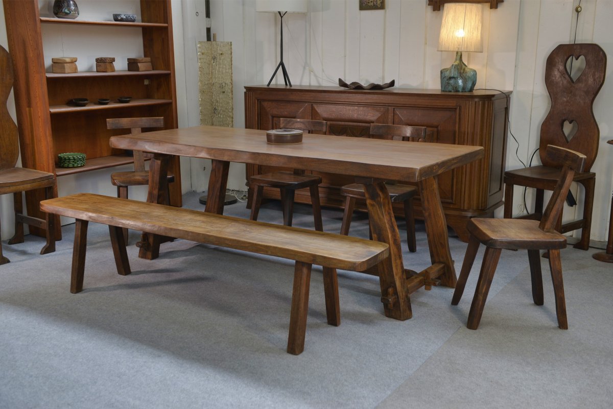 Brutalist Table Set With Bench-photo-2