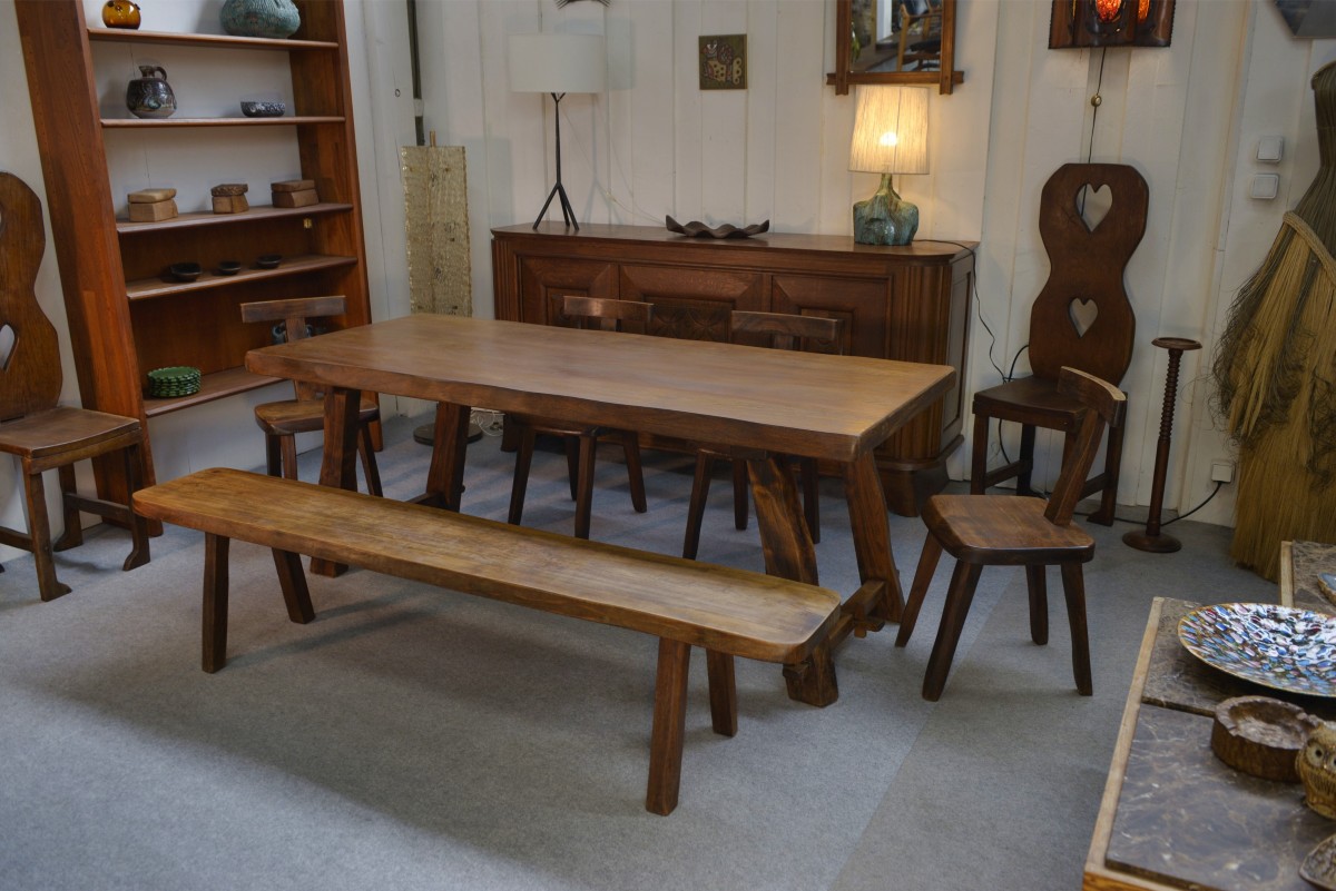 Brutalist Table Set With Bench