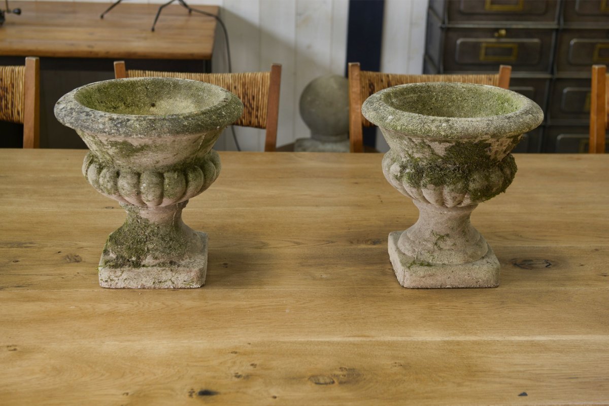 Pair Of Medici Vases In Reconstituted Stone, 20th Century-photo-1