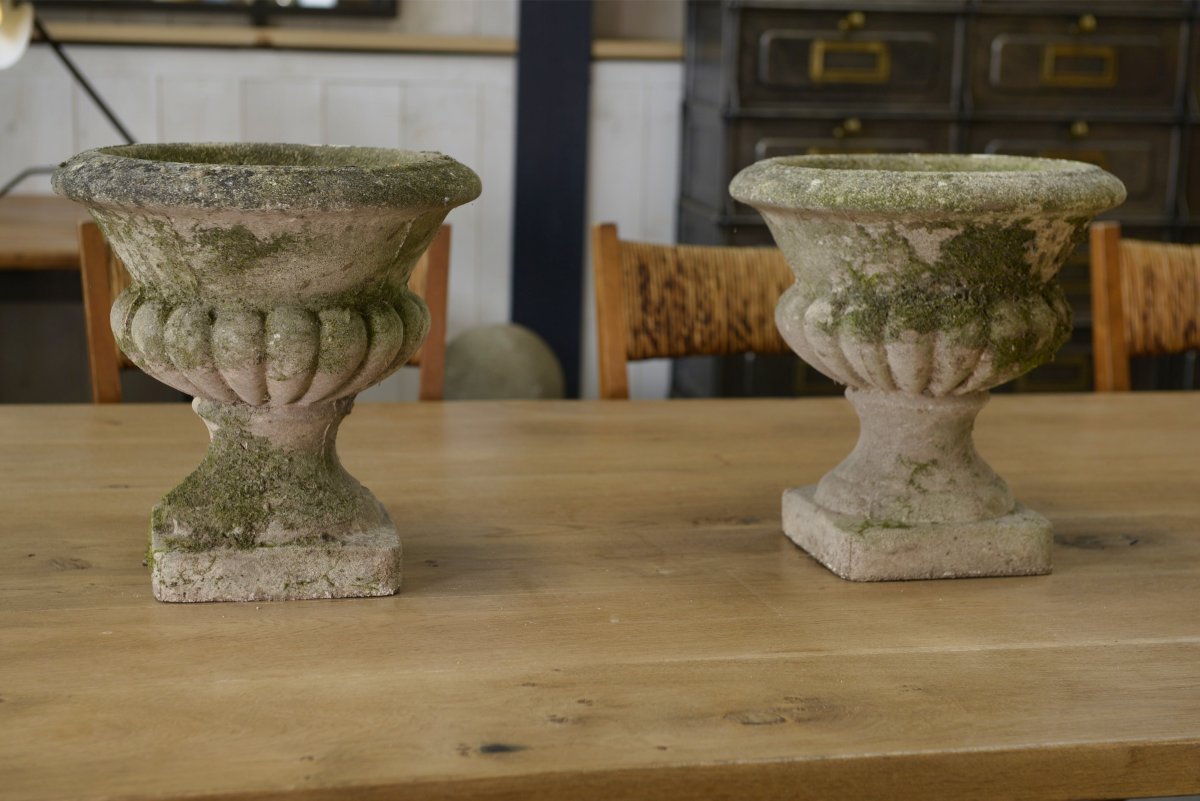 Pair Of Medici Vases In Reconstituted Stone, 20th Century-photo-2