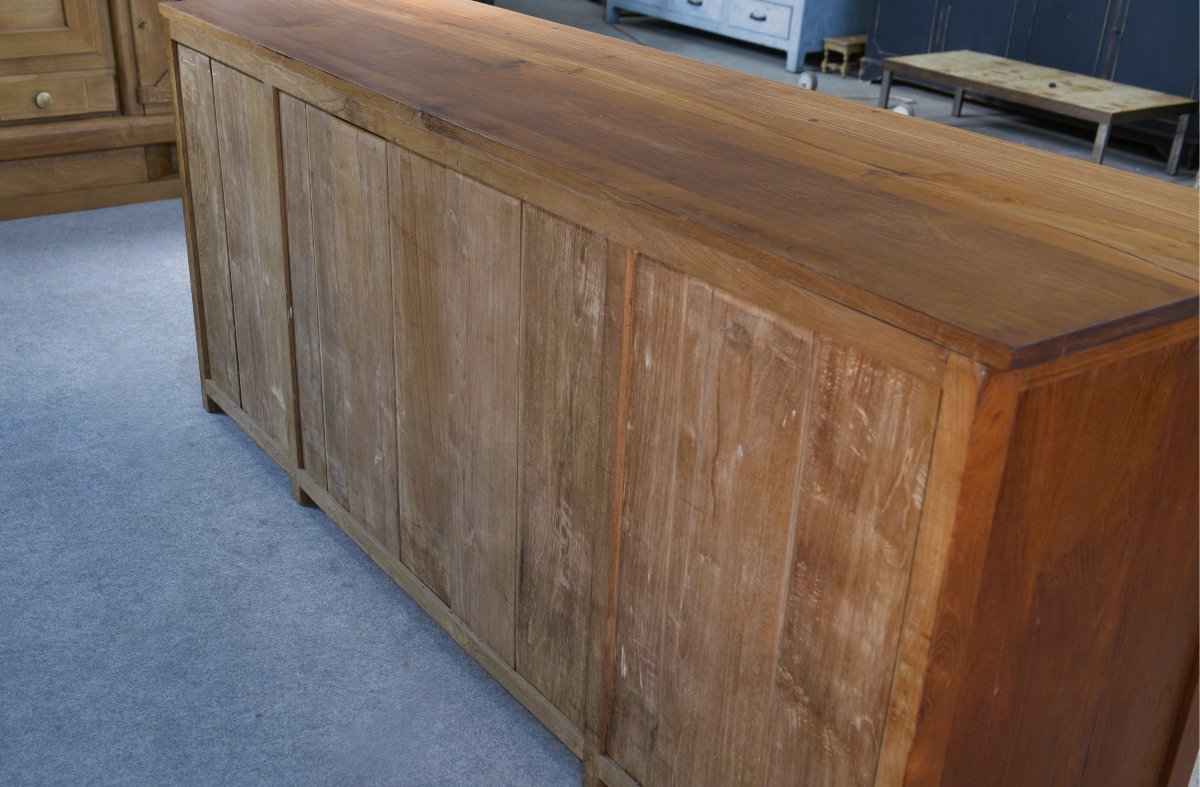 Grand buffet en teck 6 tiroirs et 2 portes coulissantes-photo-7