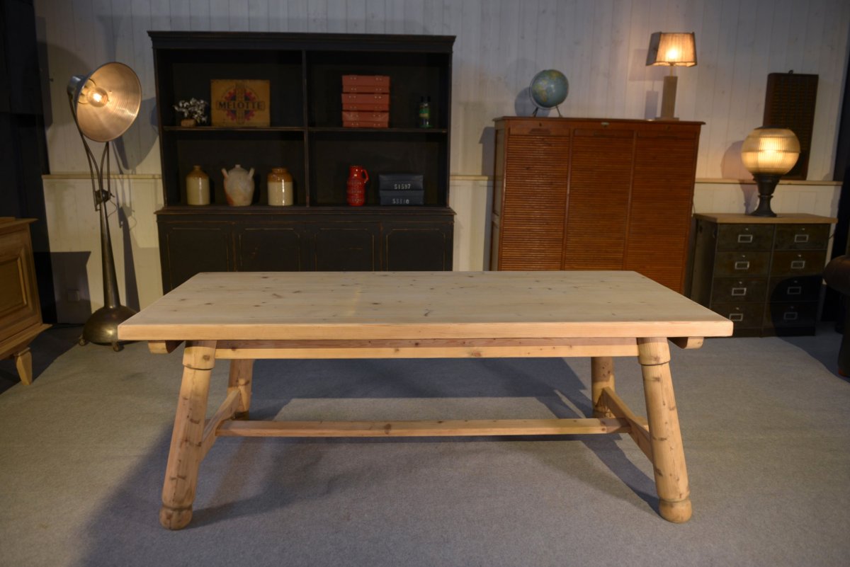 Table de ferme en pin brut brutaliste Georges Robert 1960's -photo-2