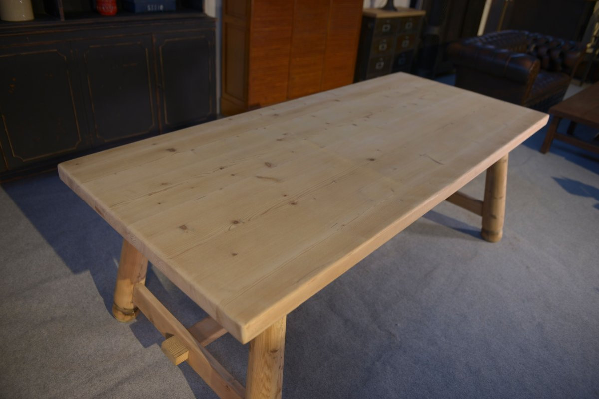 Table de ferme en pin brut brutaliste Georges Robert 1960's -photo-3