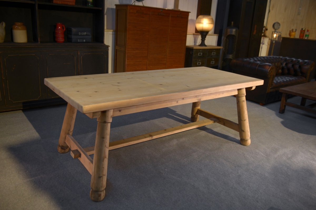 Table de ferme en pin brut brutaliste Georges Robert 1960's -photo-1