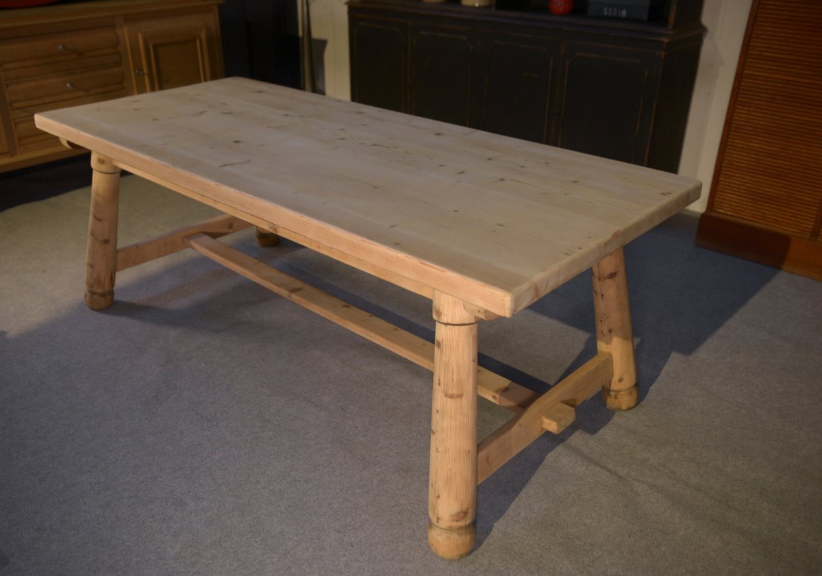 Table de ferme en pin brut brutaliste Georges Robert 1960's -photo-2