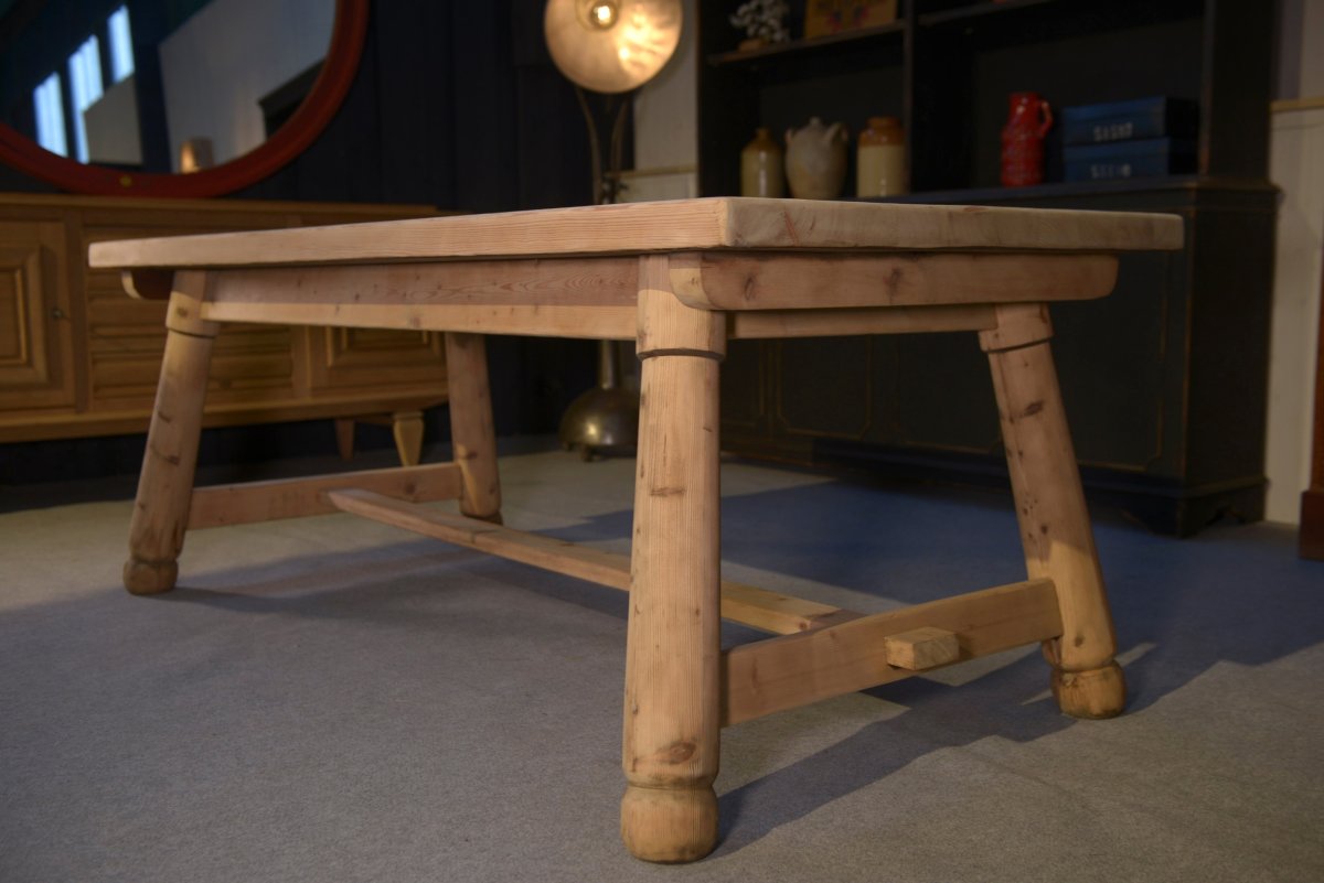 Table de ferme en pin brut brutaliste Georges Robert 1960's -photo-3