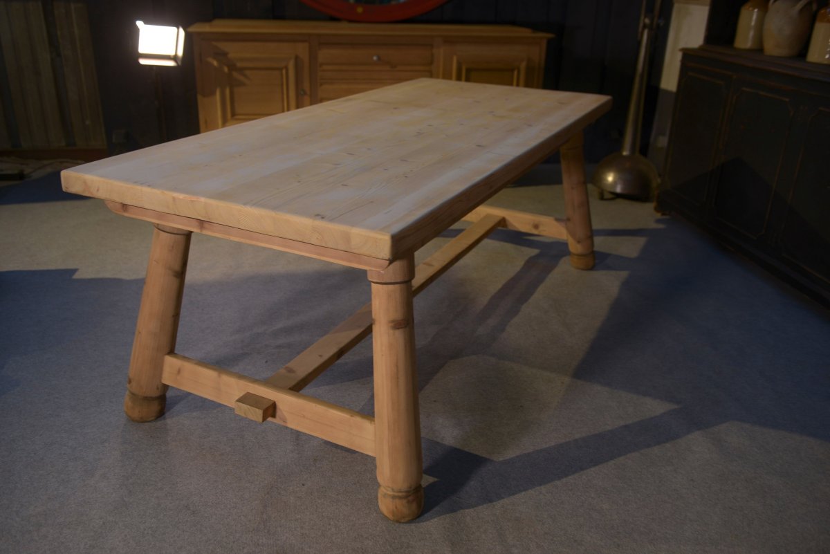 Table de ferme en pin brut brutaliste Georges Robert 1960's -photo-4