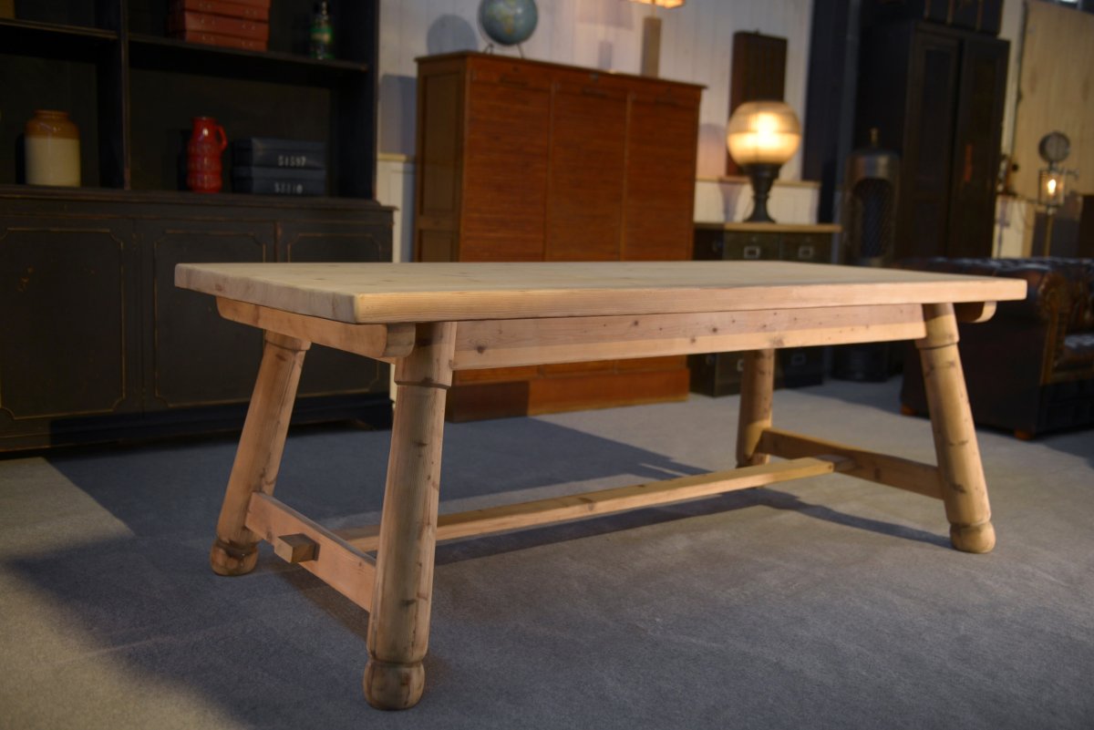 Table de ferme en pin brut brutaliste Georges Robert 1960's -photo-5