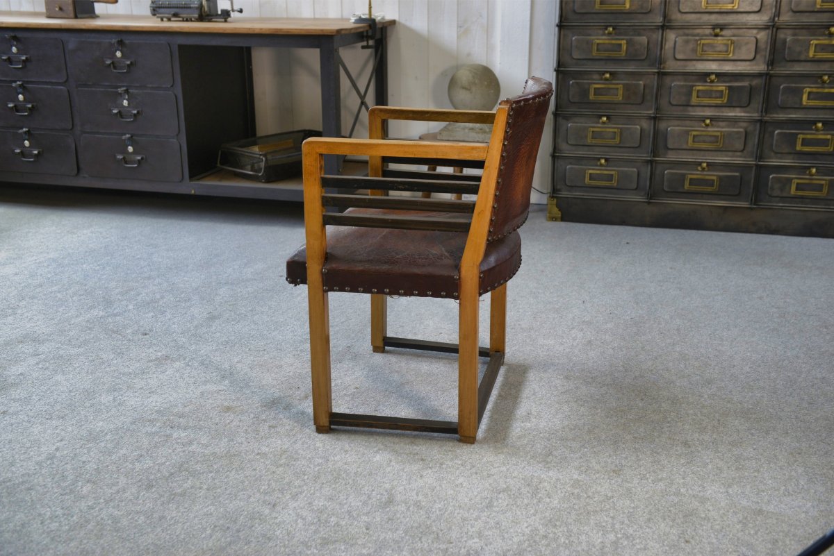 Modern Leather Armchair From The 1940s-photo-4