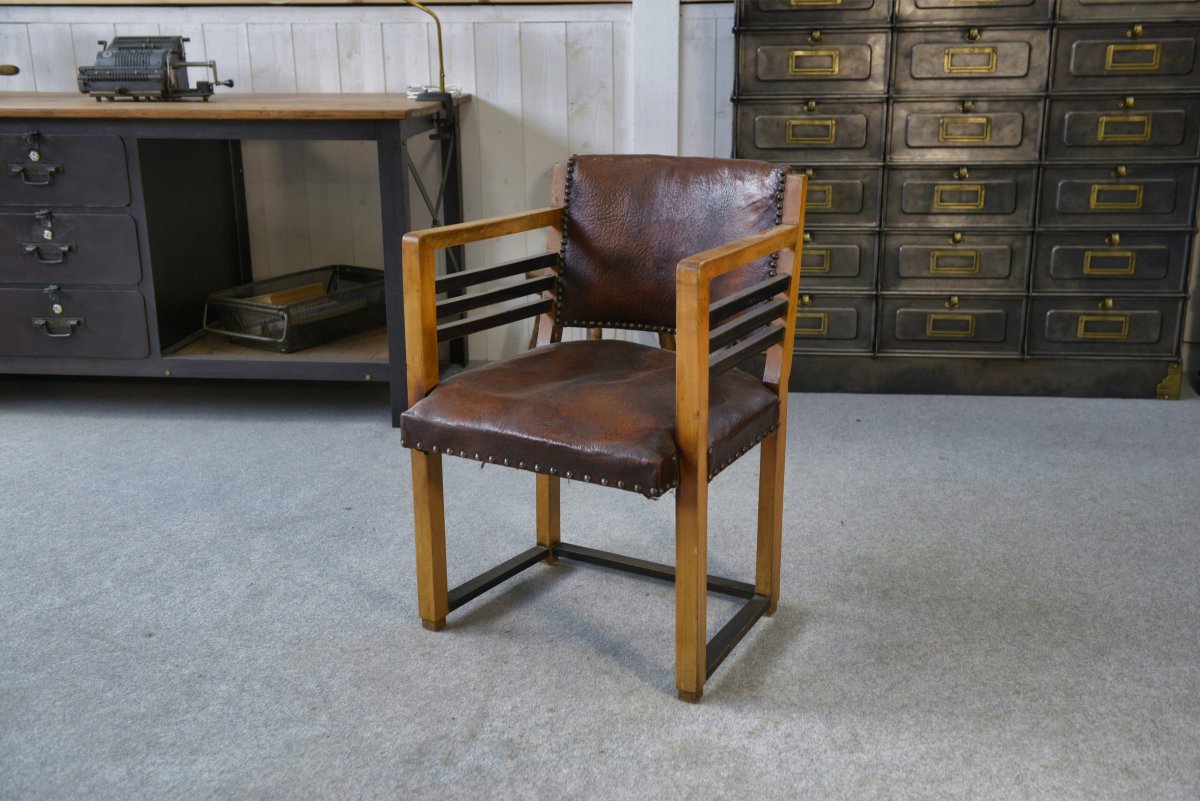 Modern Leather Armchair From The 1940s-photo-2