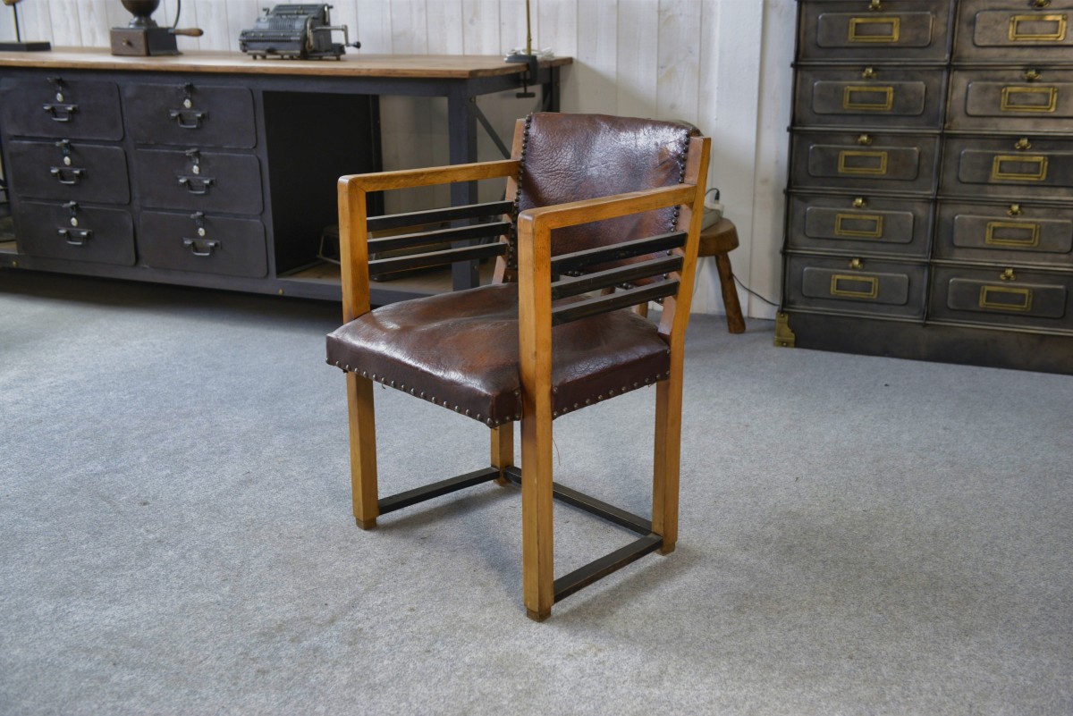 Modern Leather Armchair From The 1940s