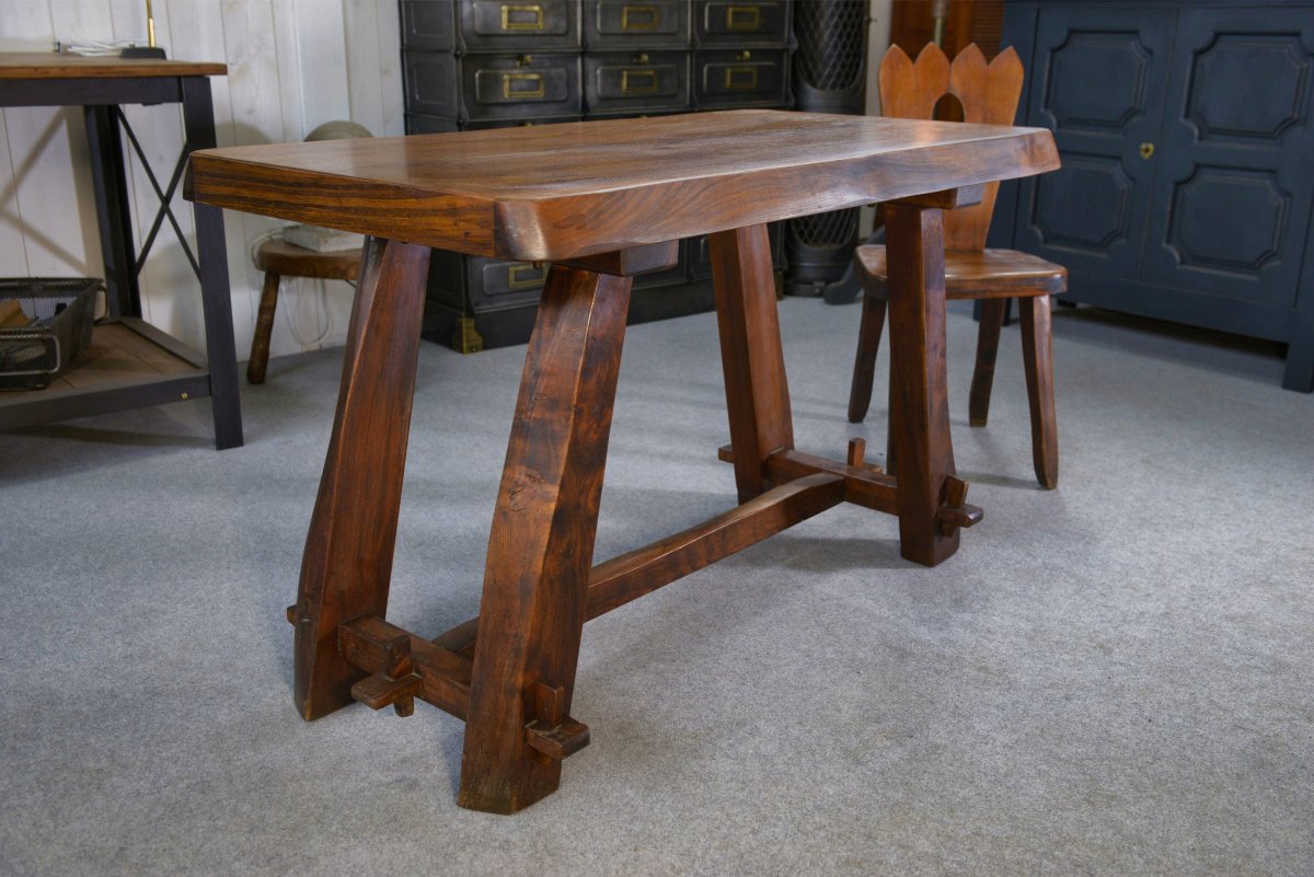 Brutalist Small Table Set With Bench-photo-5