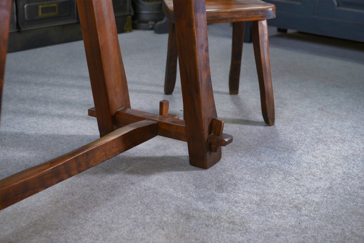 Brutalist Small Table Set With Bench-photo-7