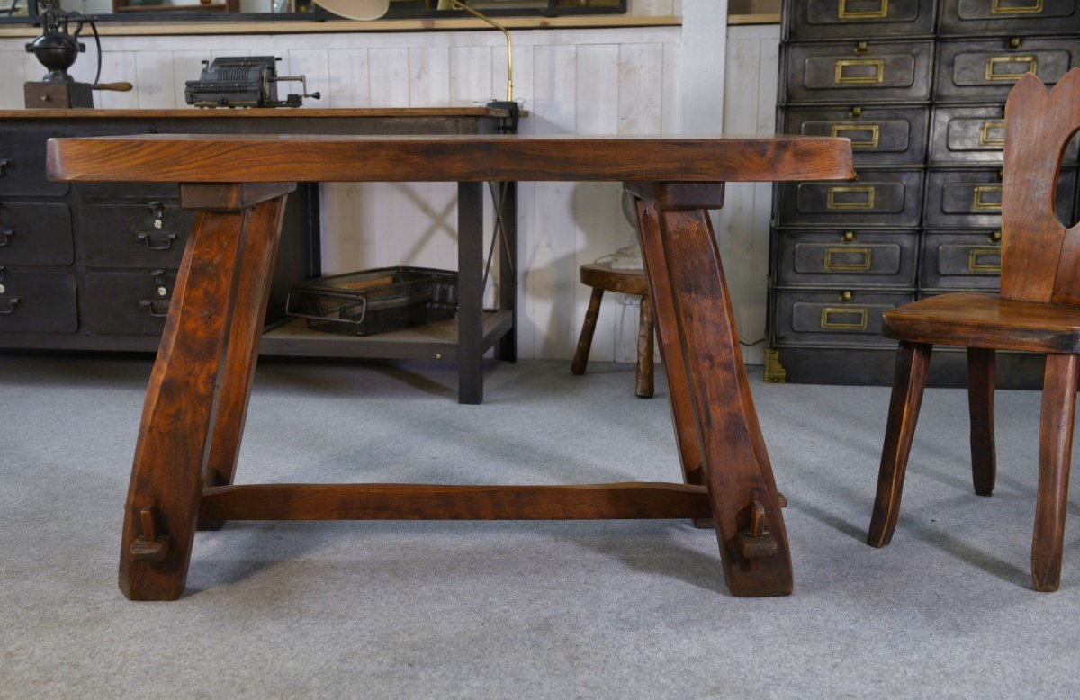 Brutalist Small Table Set With Bench-photo-8