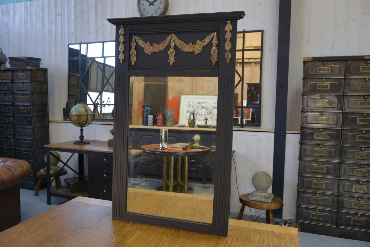 Miroir en chêne massif et verre biseauté Art déco 1930's-photo-4