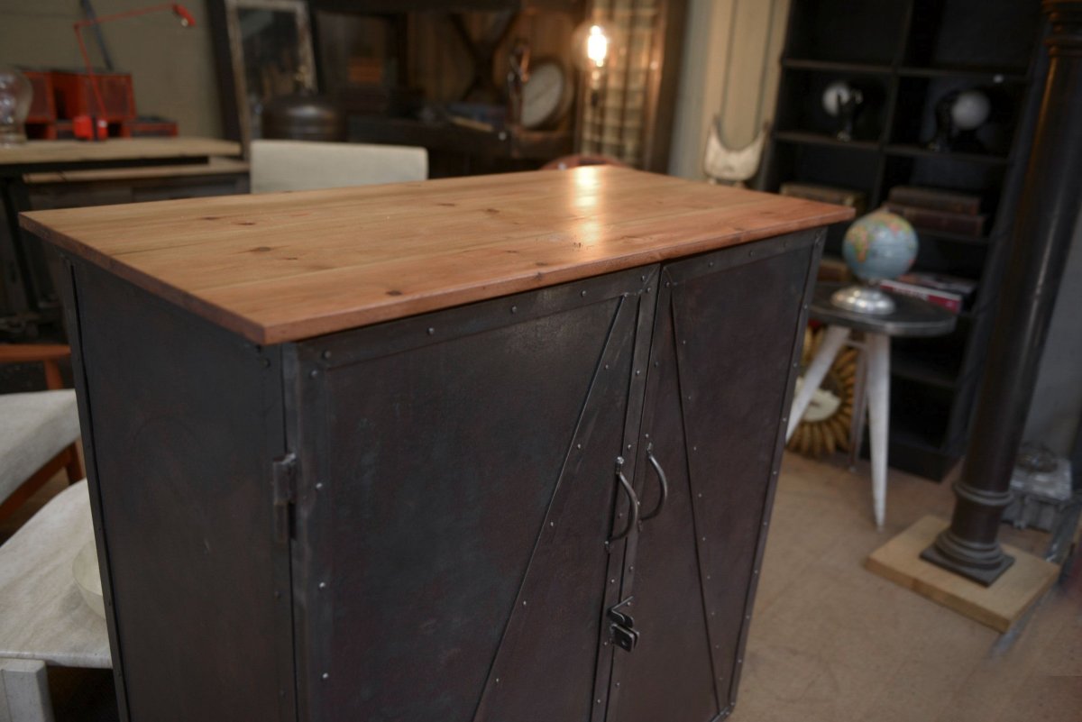 Riveted Metal Sideboard From The 1940s-photo-3