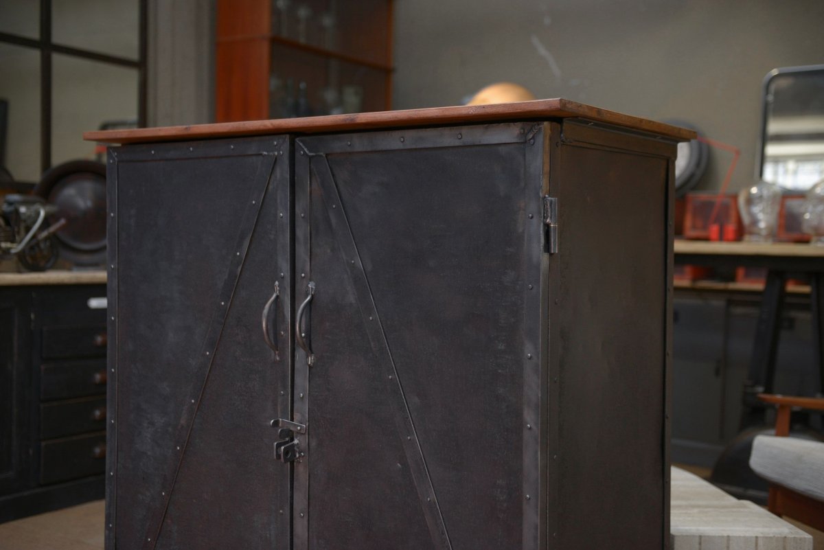 Riveted Metal Sideboard From The 1940s-photo-1