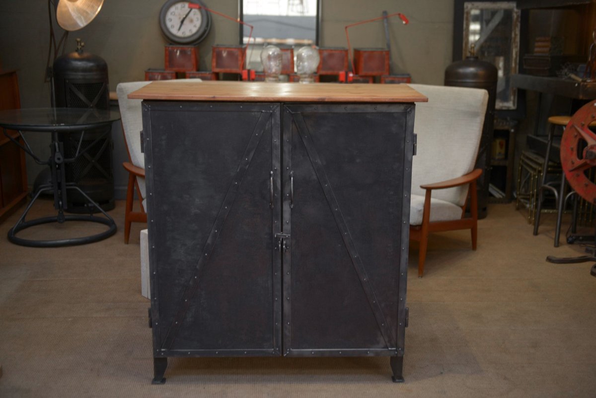 Riveted Metal Sideboard From The 1940s-photo-3