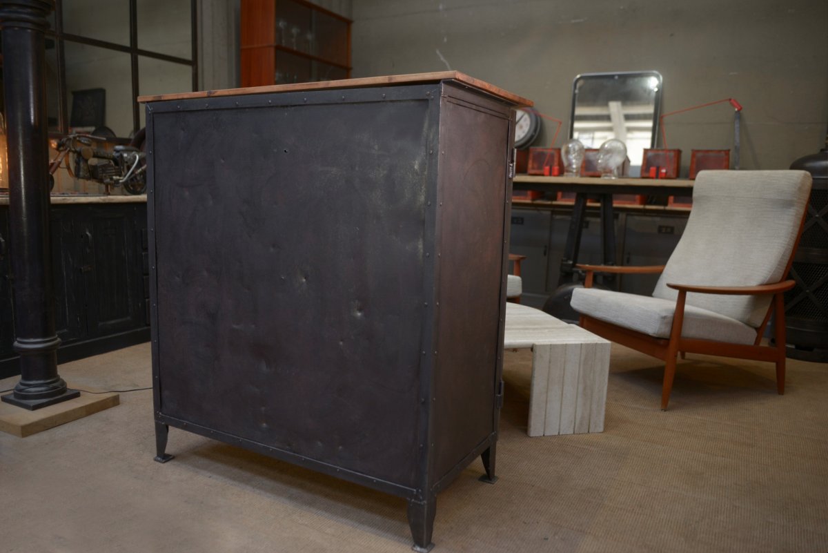 Riveted Metal Sideboard From The 1940s-photo-4