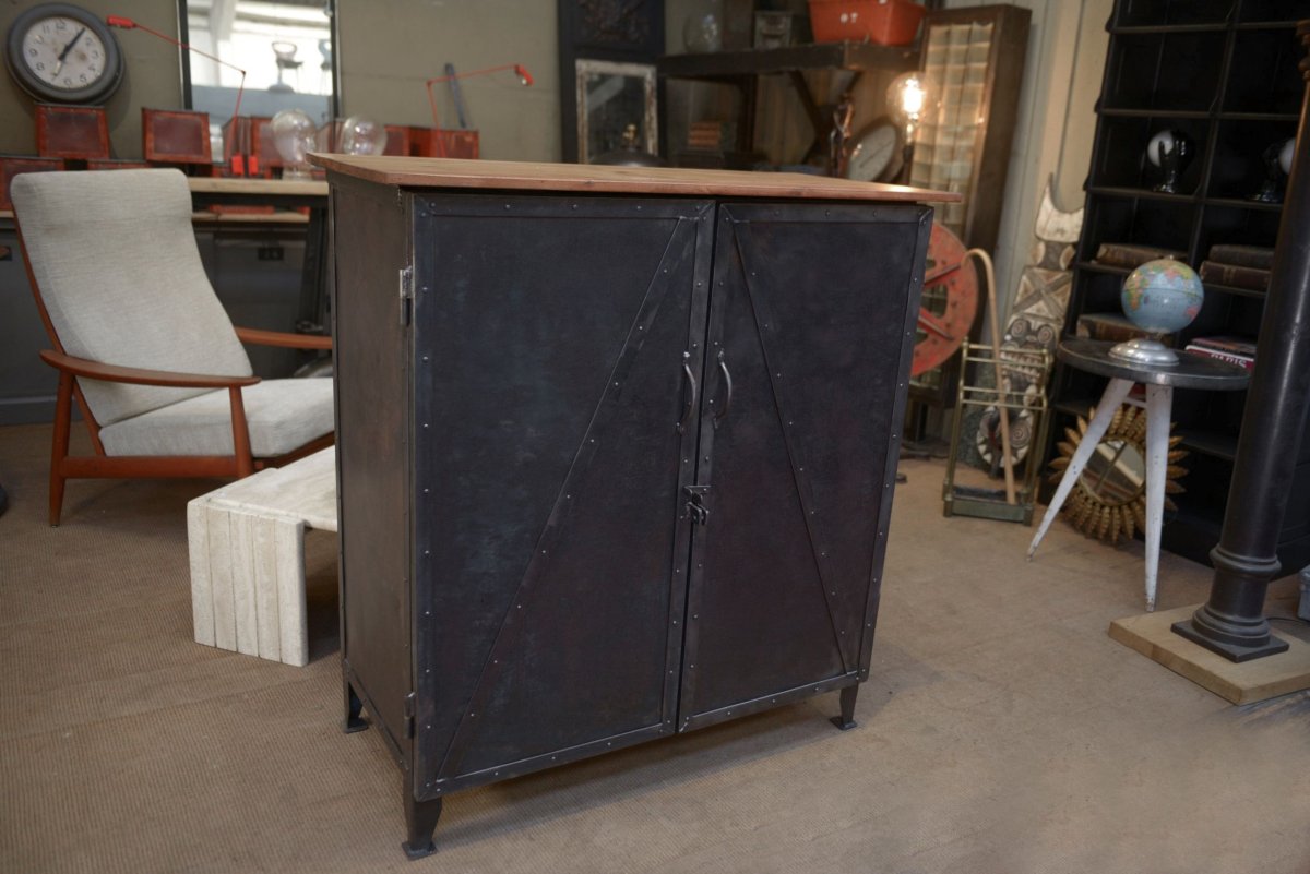 Riveted Metal Sideboard From The 1940s-photo-6