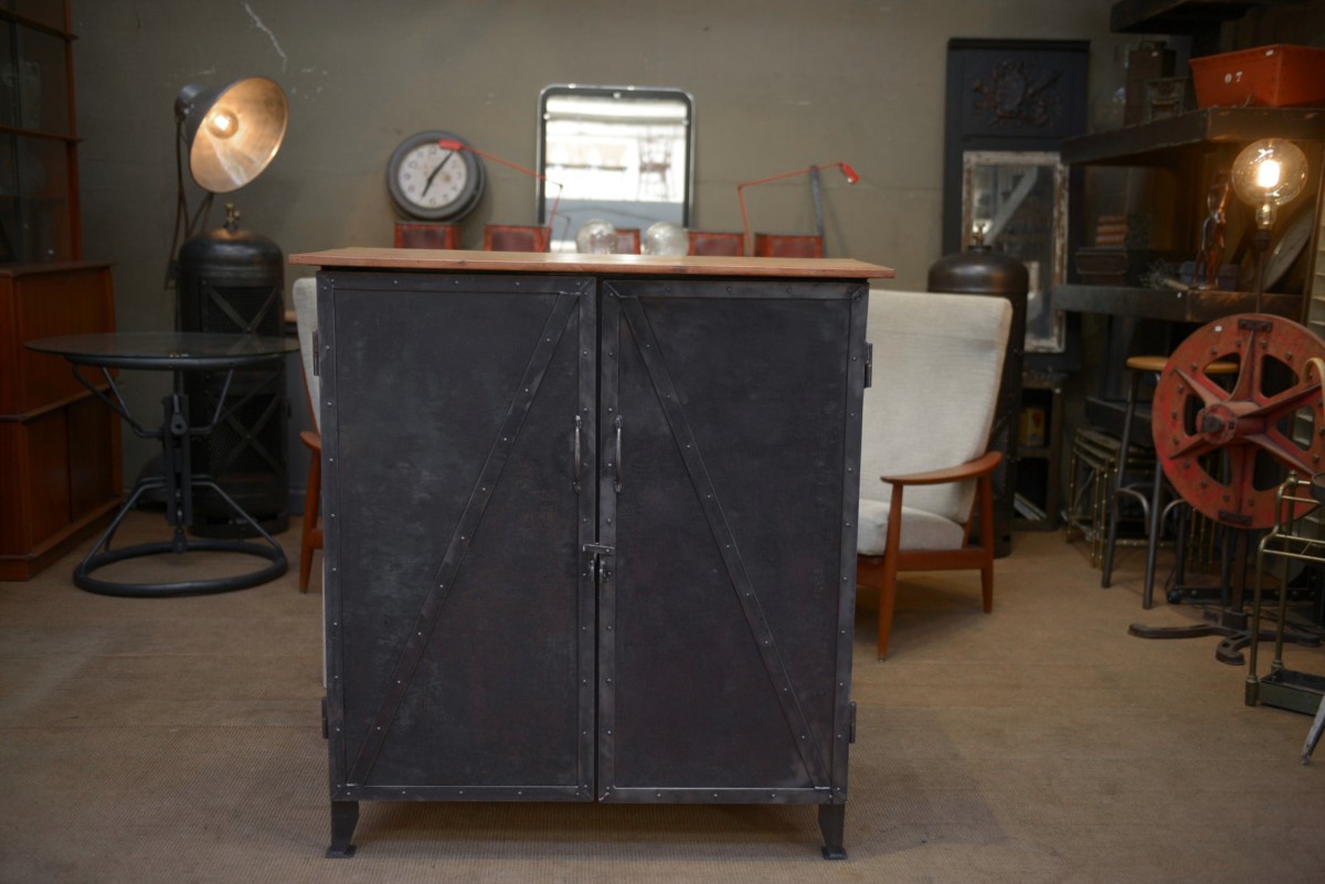 Riveted Metal Sideboard From The 1940s