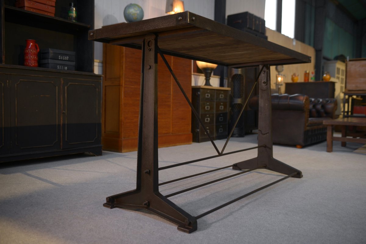 Industrial Console With Oak Top-photo-2