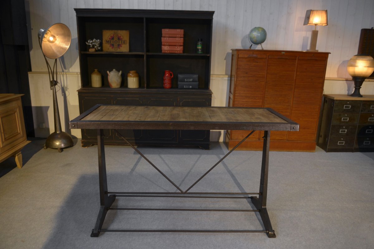 Industrial Console With Oak Top-photo-3