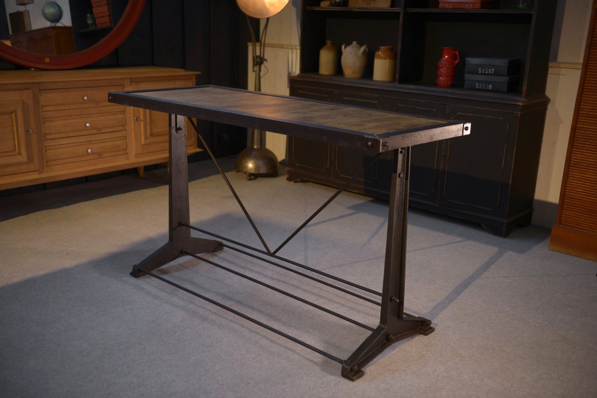 Industrial Console With Oak Top-photo-4