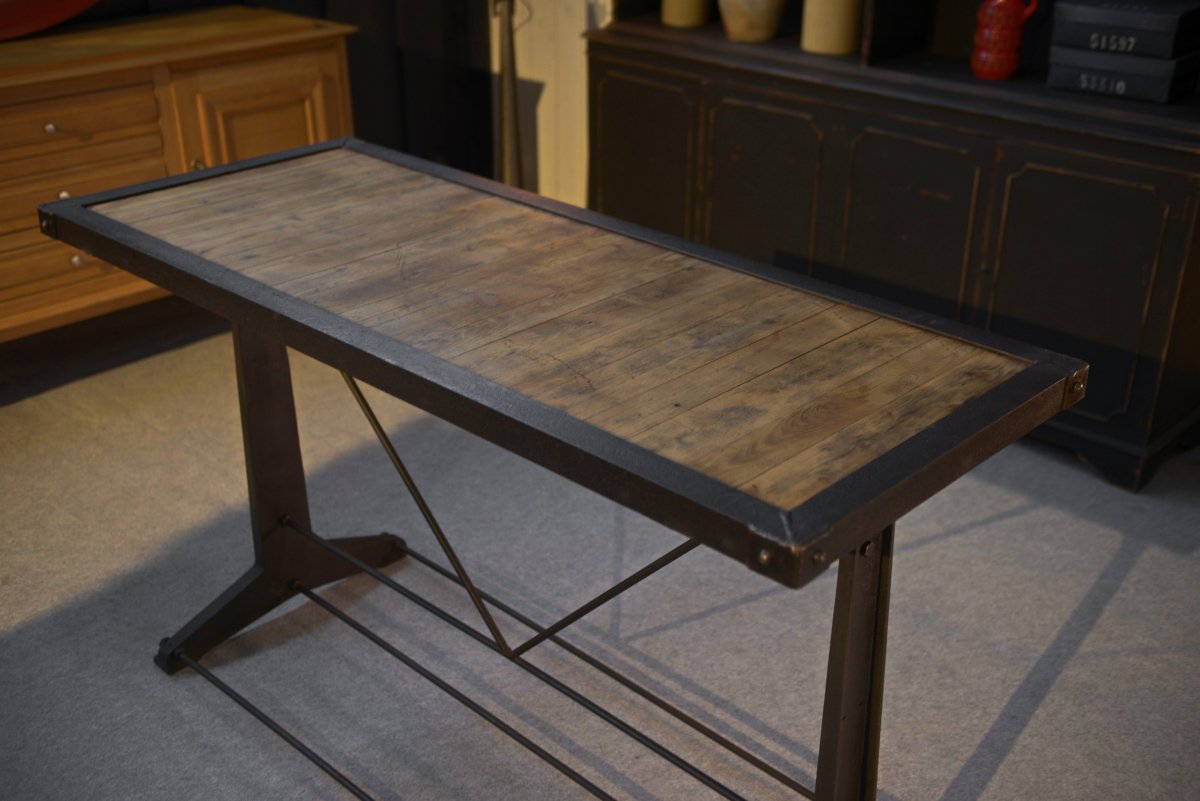 Industrial Console With Oak Top-photo-1