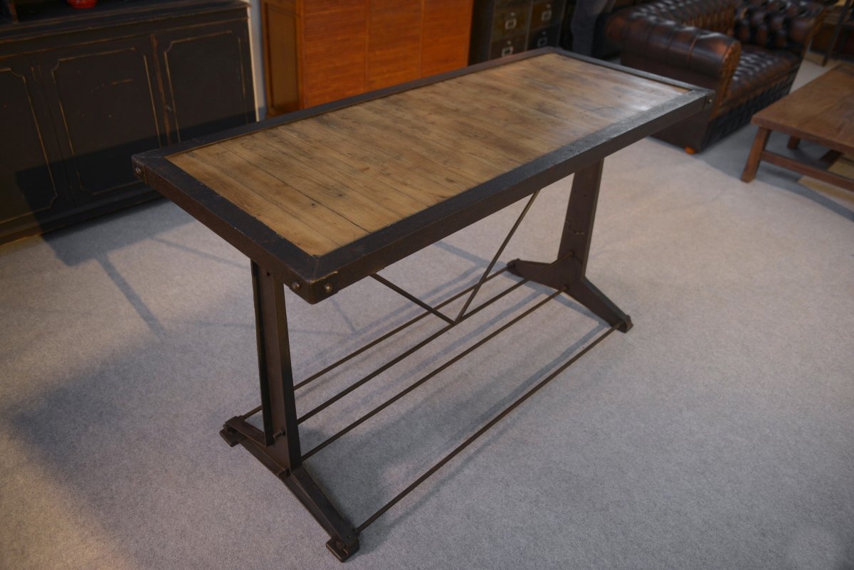 Industrial Console With Oak Top-photo-3