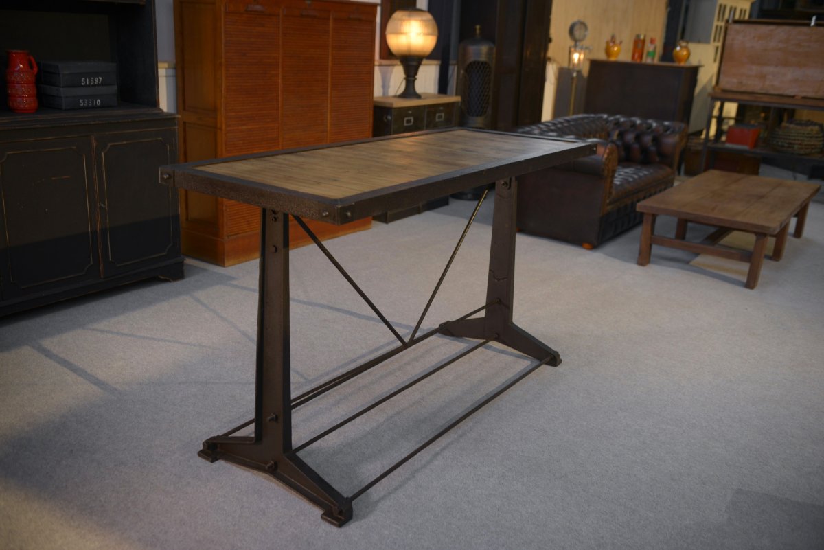 Industrial Console With Oak Top-photo-5